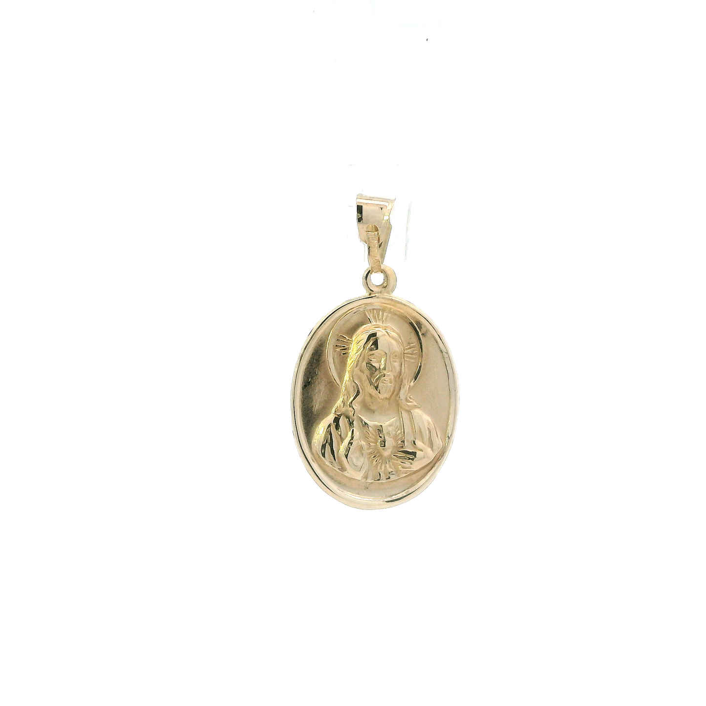 14K Yellow Gold Oval Double Sided Religious Pendant
