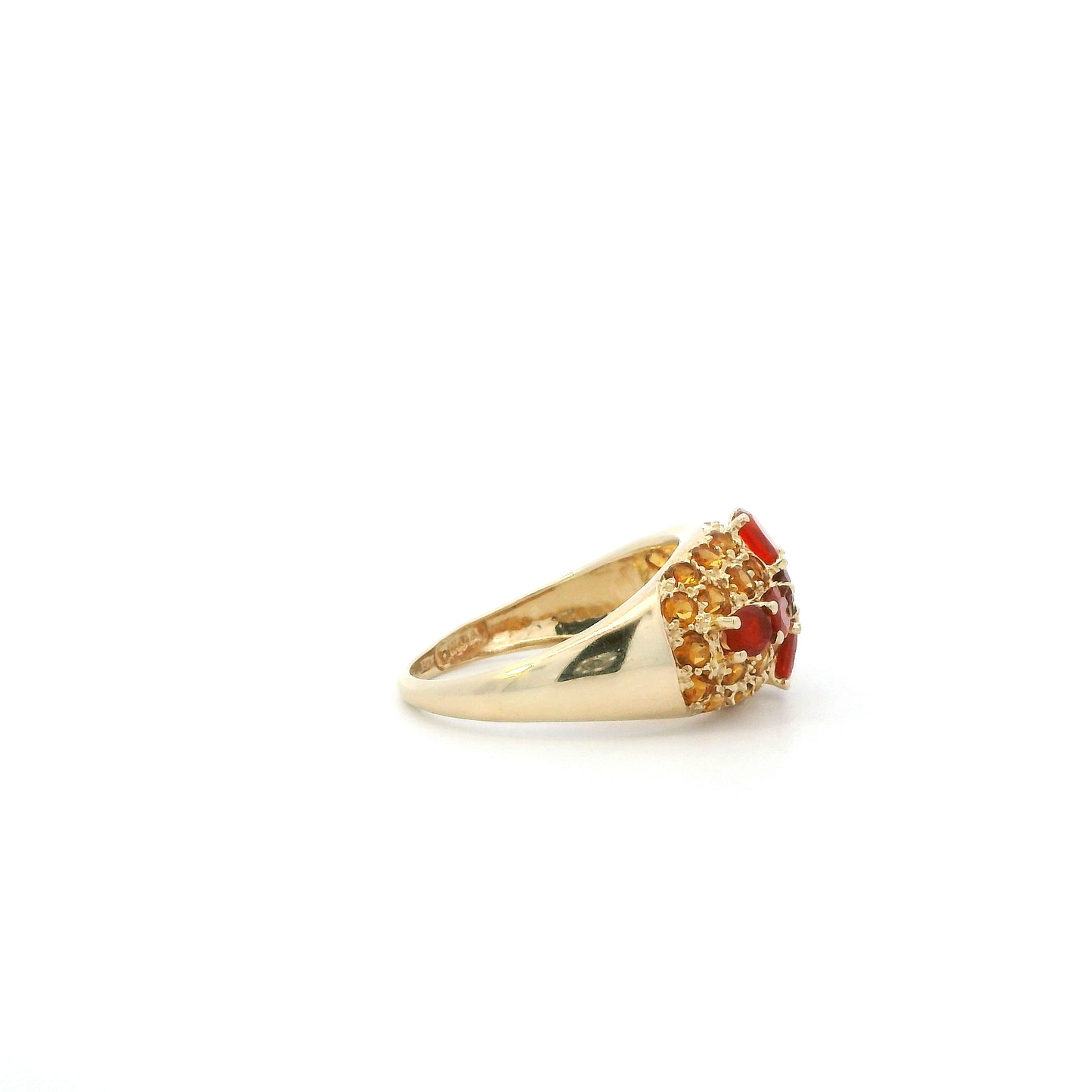 14K Yellow Gold Garnet & Citrine Women's Ring