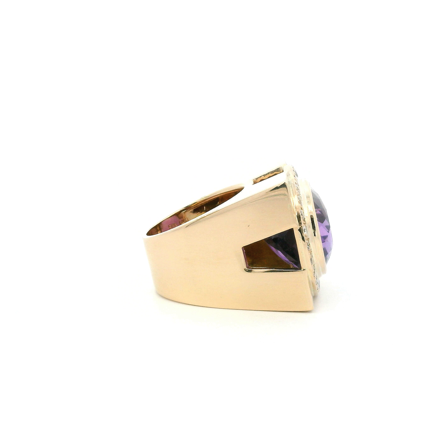 14K Yellow Gold Amethyst & Diamond Women's Ring -0.84ct