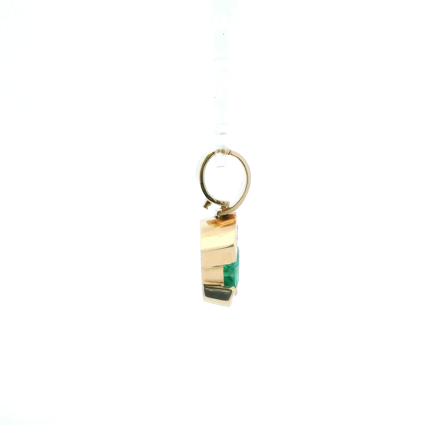 18K Yellow Gold Emerald & Diamond Pendant - 0.09ct