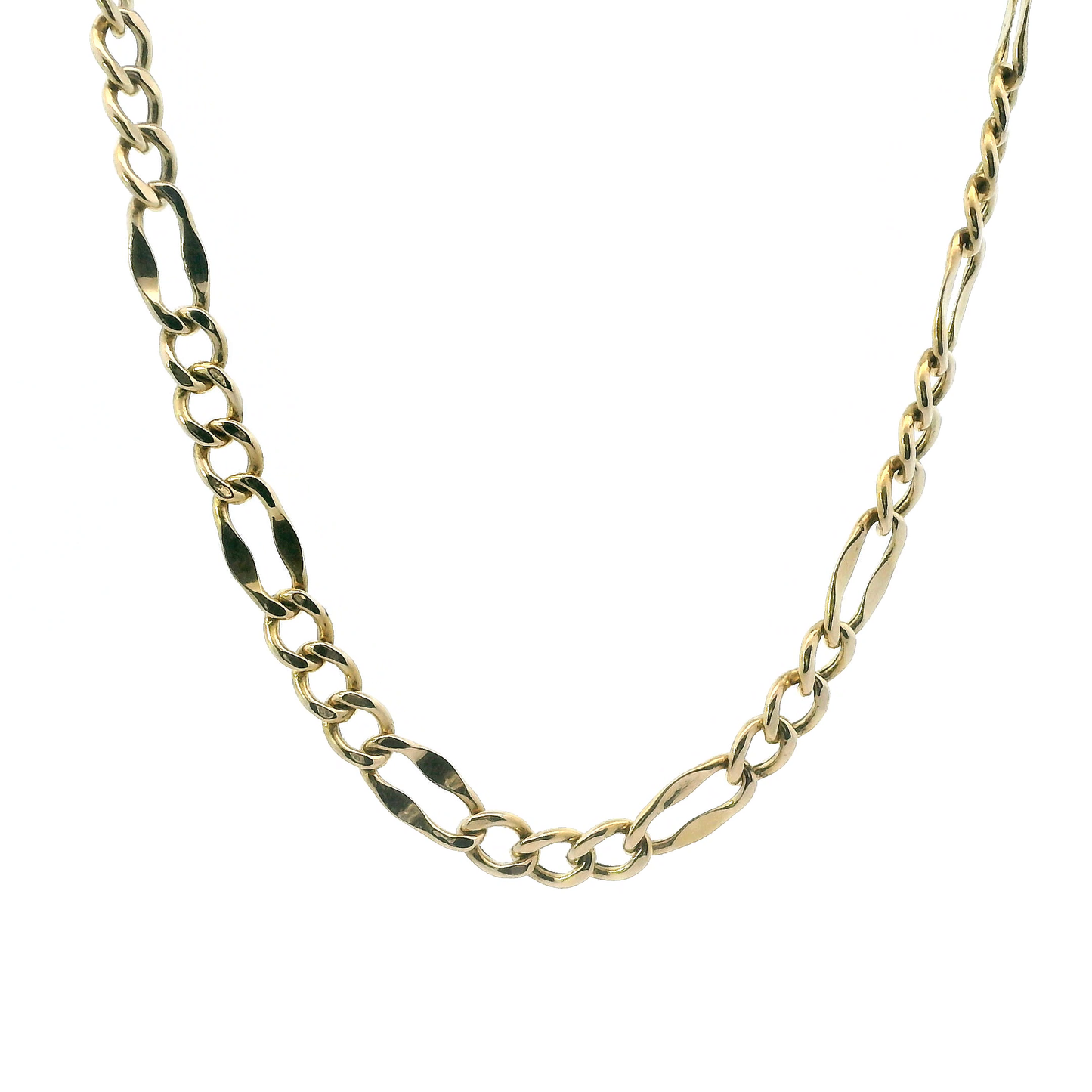 14K Yellow Gold 20" Fancy Figaro Chain