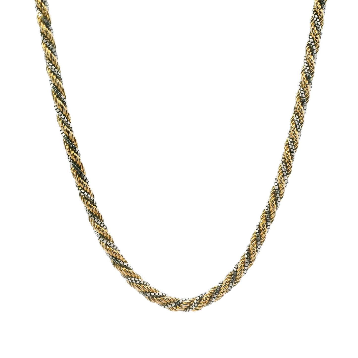 14K Yellow & White Gold 31" Rope & Box Chain