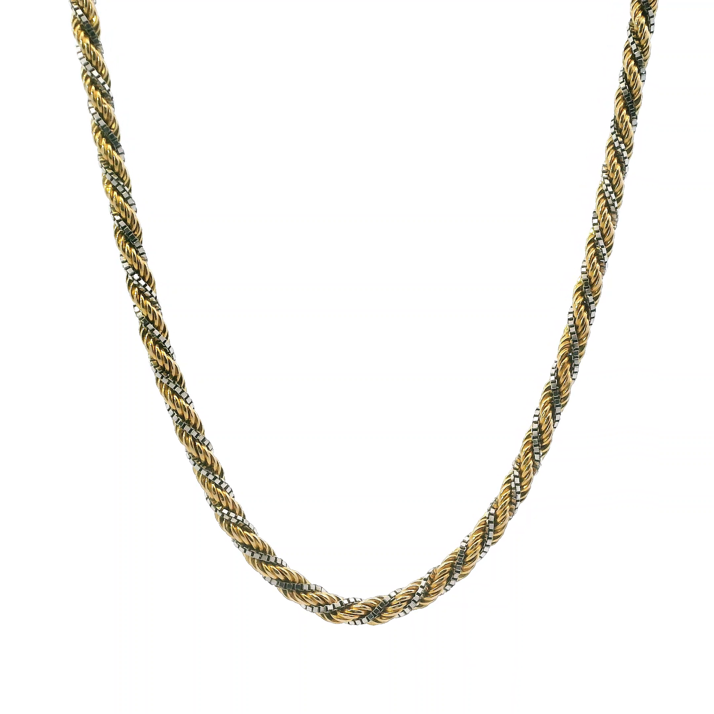 14K Yellow & White Gold 31" Rope & Box Chain
