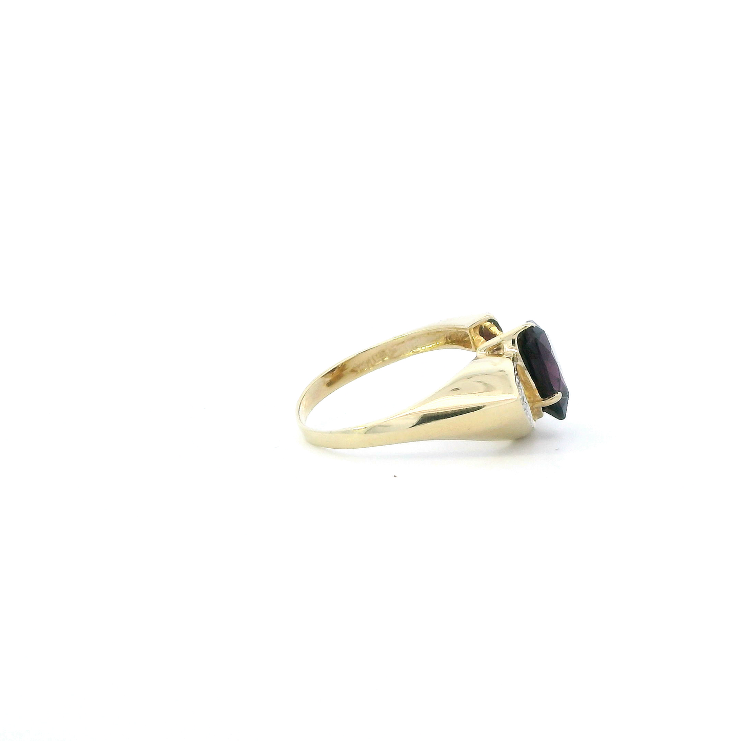 14K Yellow Gold Heart Amethyst Women's Ring