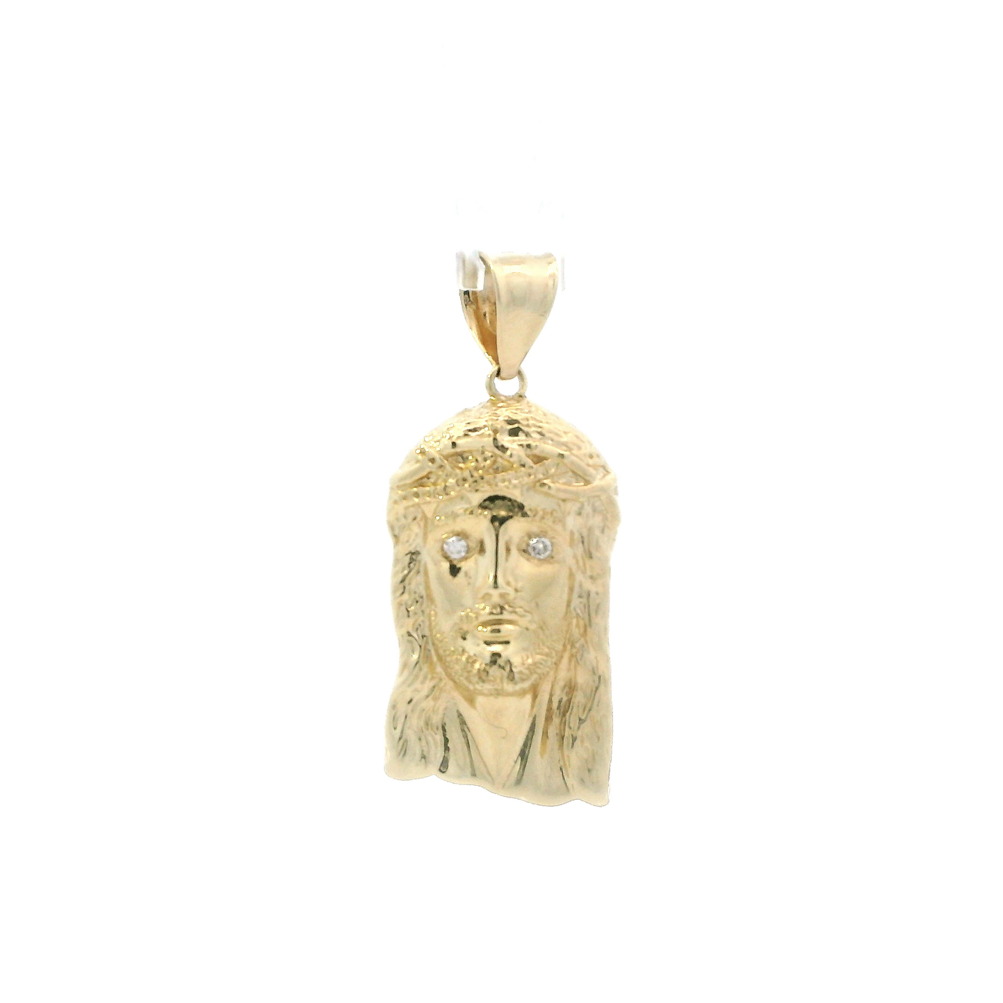 10K Yellow Gold Diamond Jesus Face Pendant -0.02ct