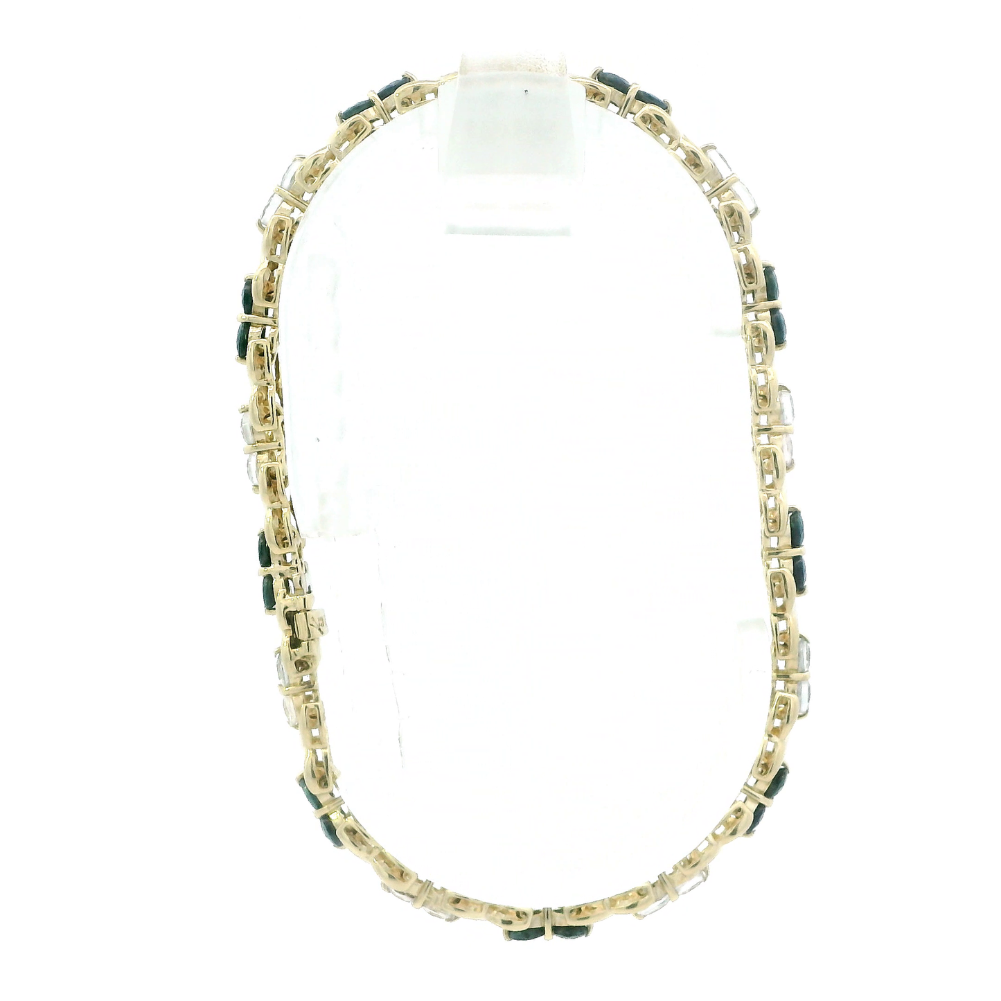 10K Yellow Gold Blue & White Sapphire Bracelet