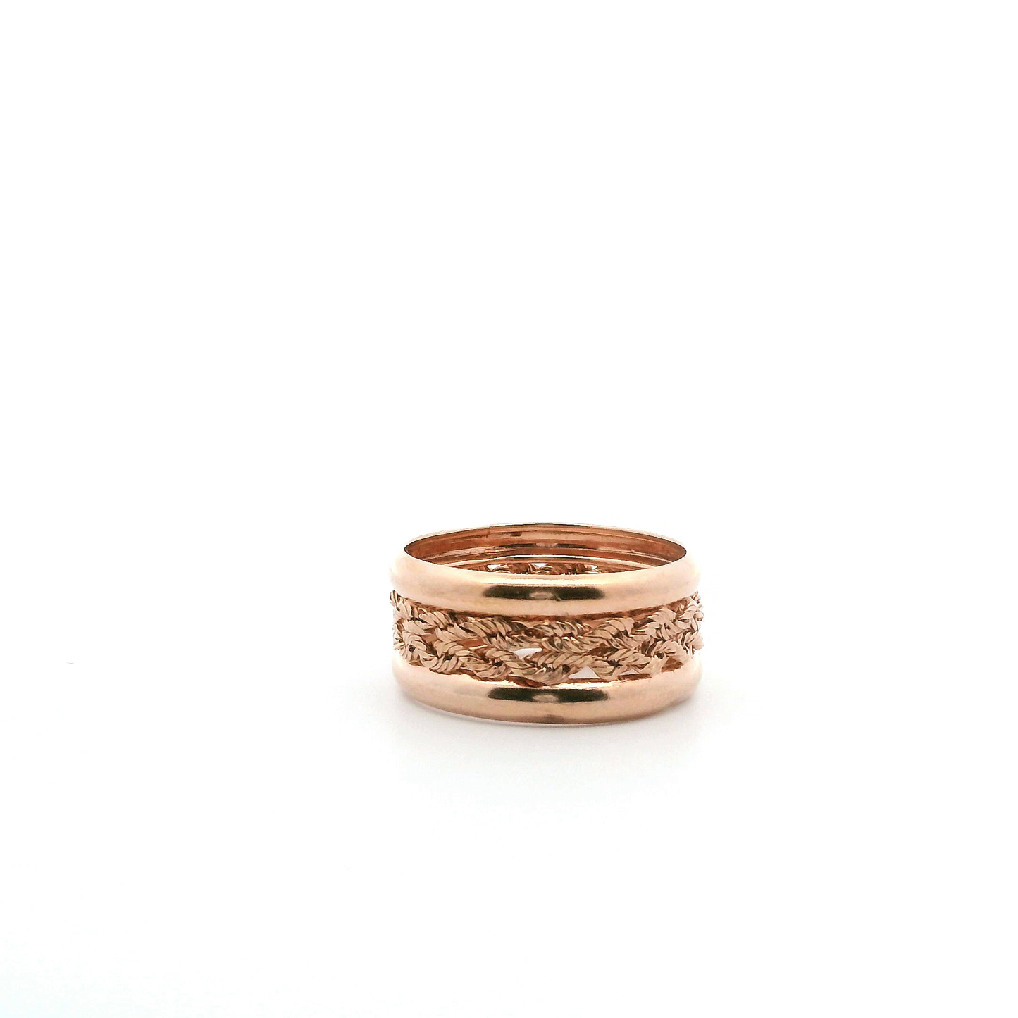 10K Rose Gold Braided Rope Hollow Band