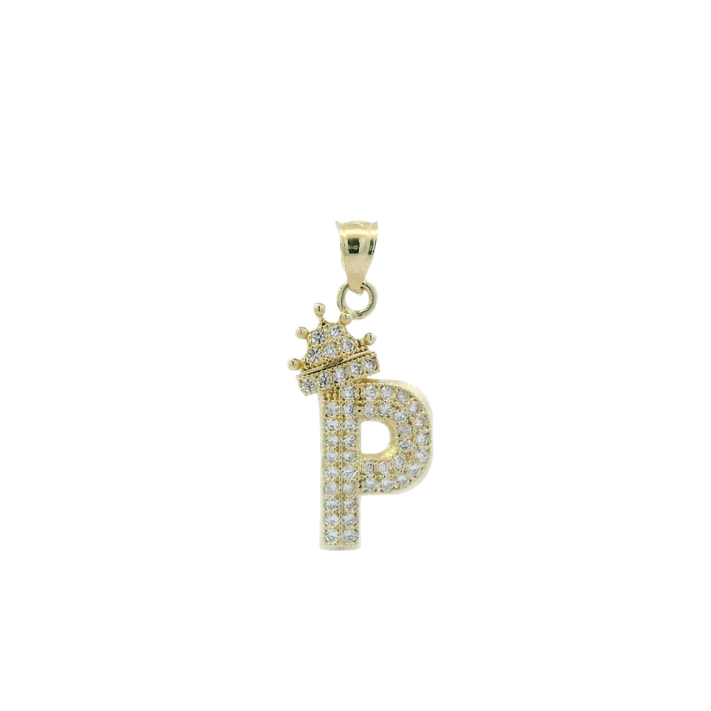 10K Yellow Gold Letter "P" Crown Pendant