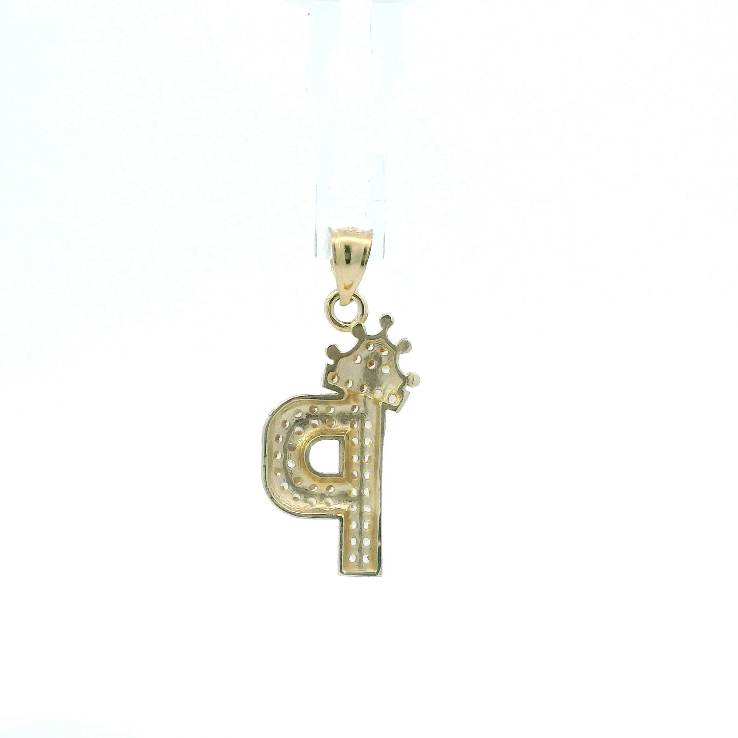 10K Yellow Gold Letter "P" Crown Pendant