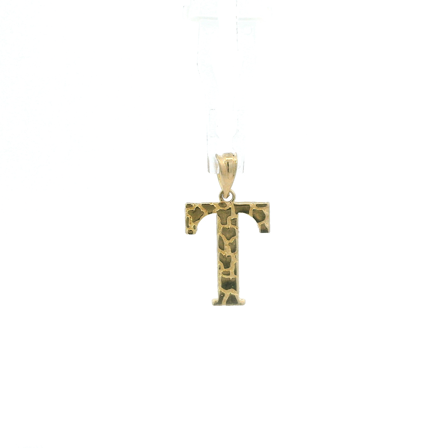10K Yellow Gold Letter "T" Nugget Pendant