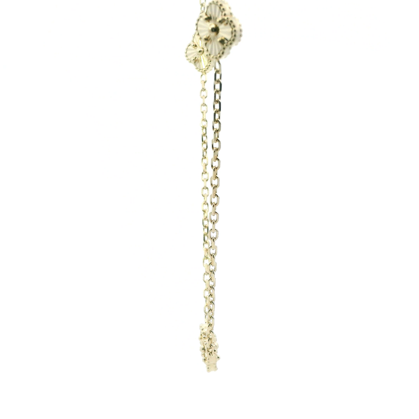 14K Yellow Gold 16-18" Clover Motif Cable Chain