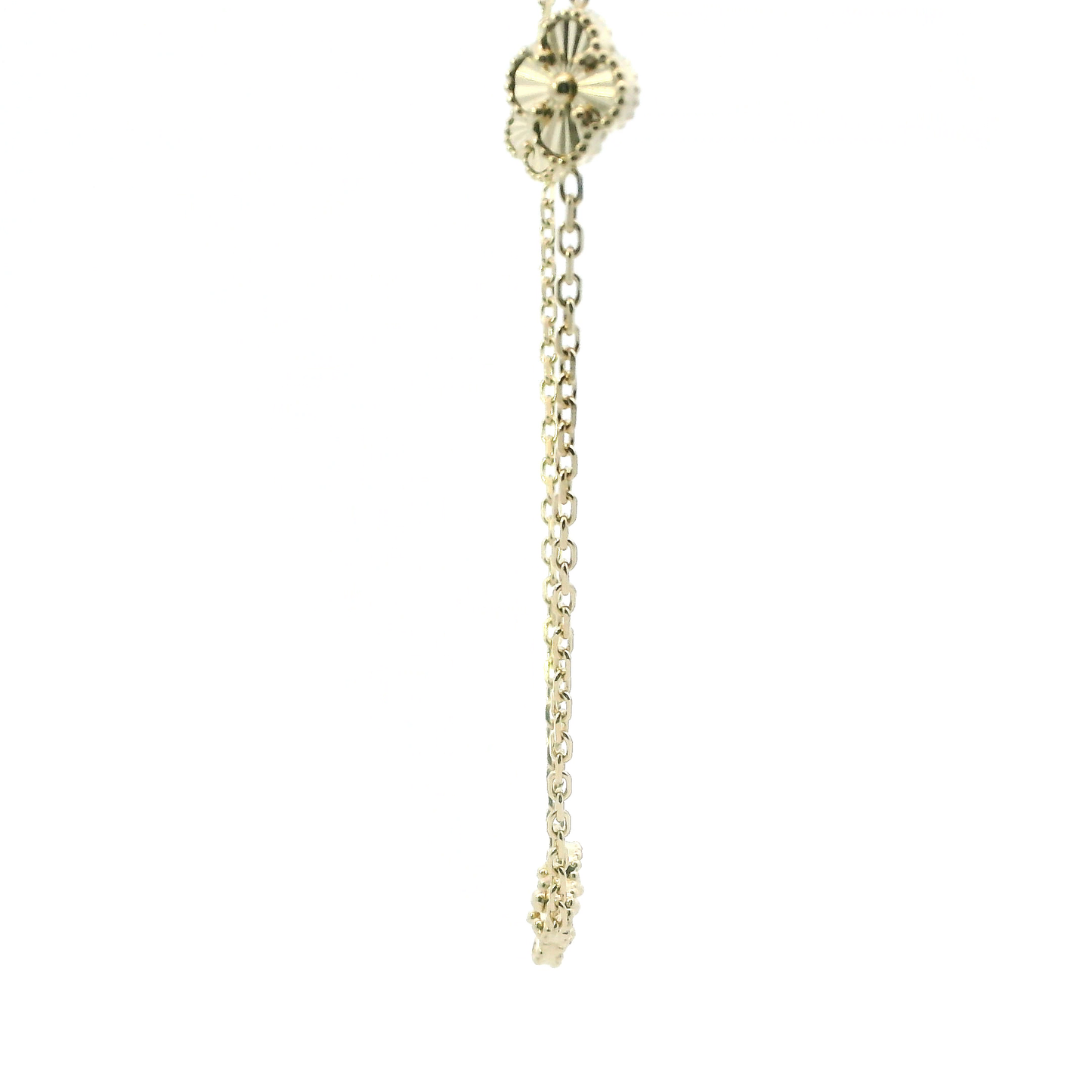 14K Yellow Gold 16-18" Clover Motif Cable Chain