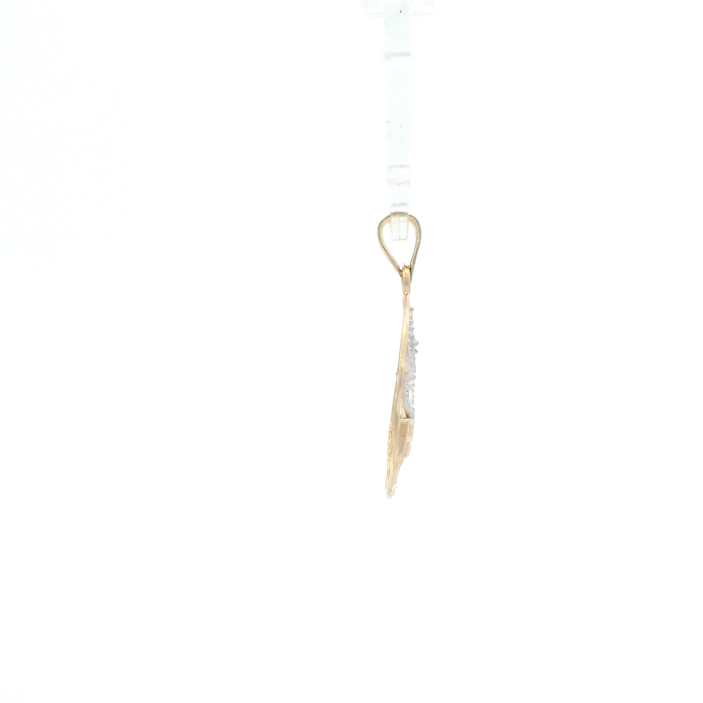 14K Yellow & White Gold Oval Dove & "Faith" Pendant