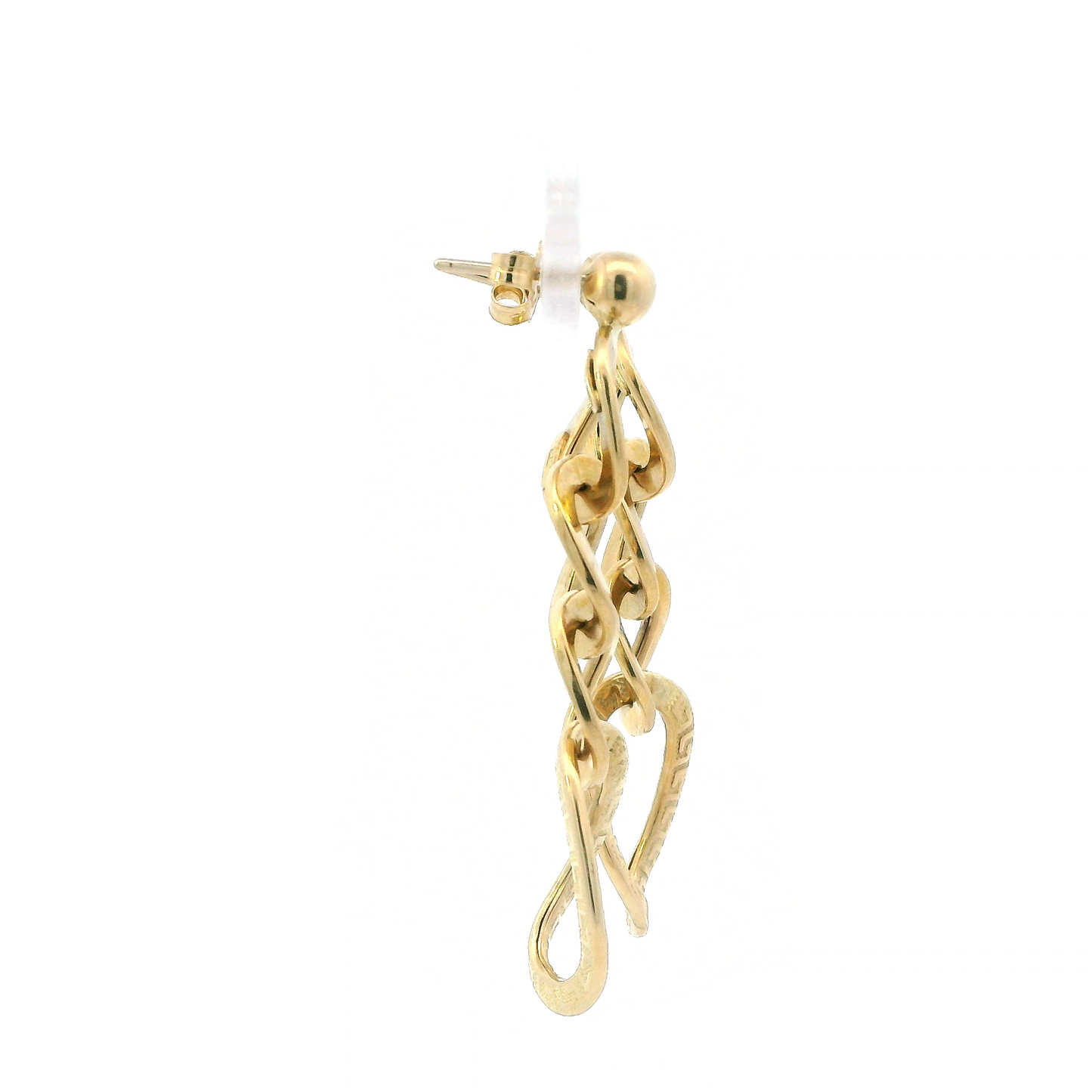 18K Yellow Gold Hollow Oval Link Dangle Earrings