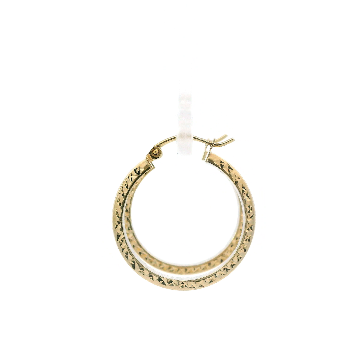 14K Yellow Gold Diamond Cut Hoop Earrings