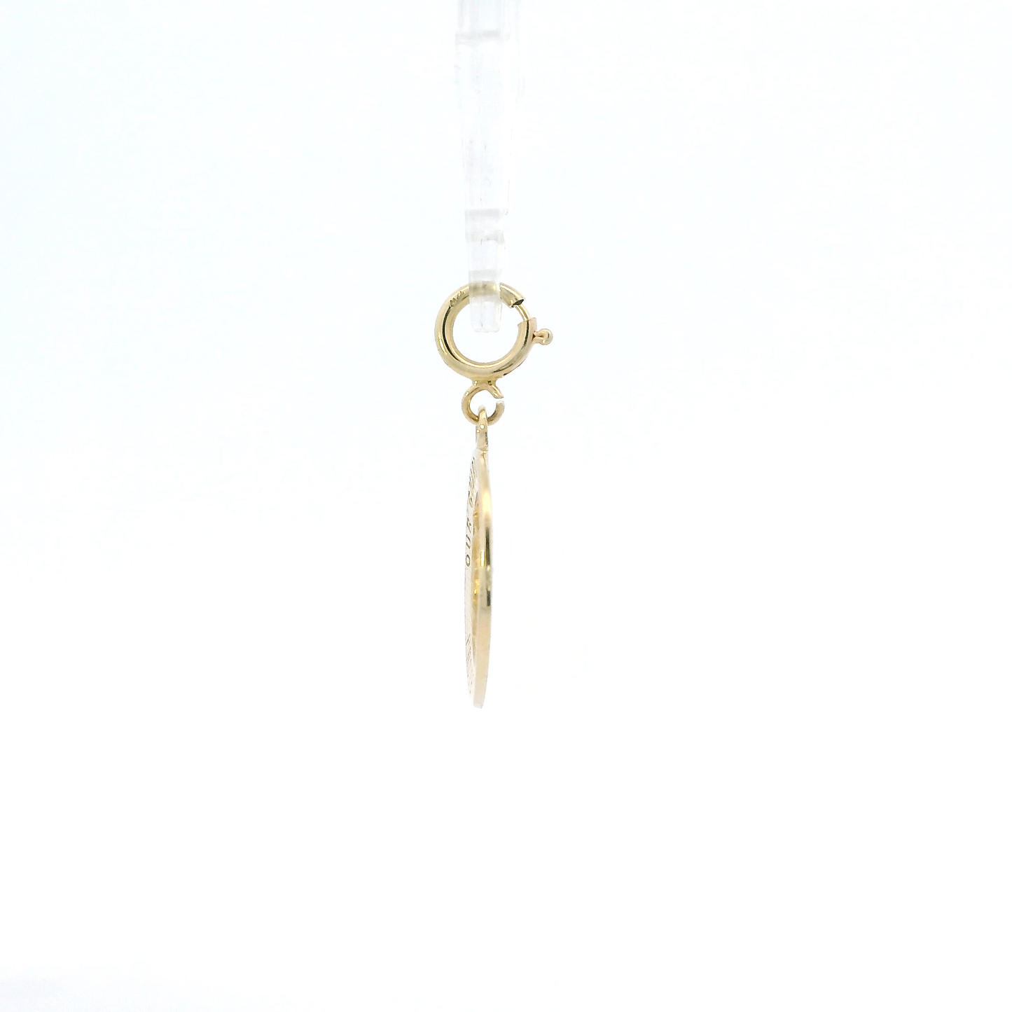 14K Yellow Gold Round "Our Guardian Angel Protect Us" Charm/Pendant