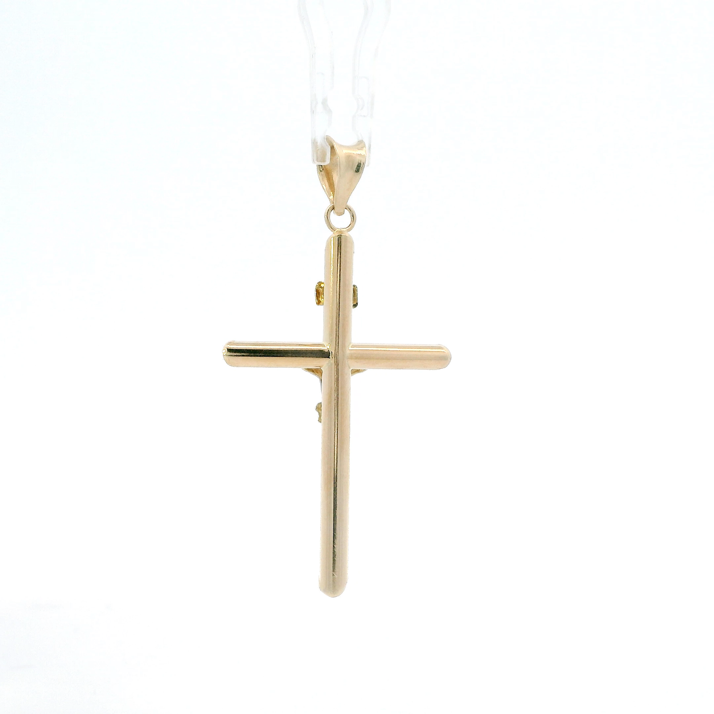 14K Yellow & White Gold Tube Crucifix Pendant