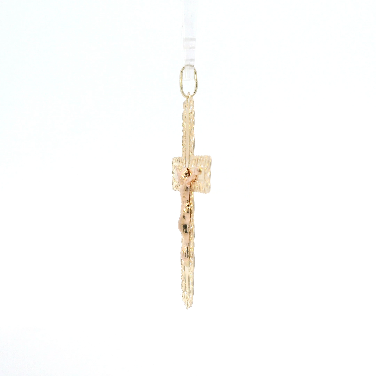 14K Yellow & Rose Gold Filigree Crucifix Pendant