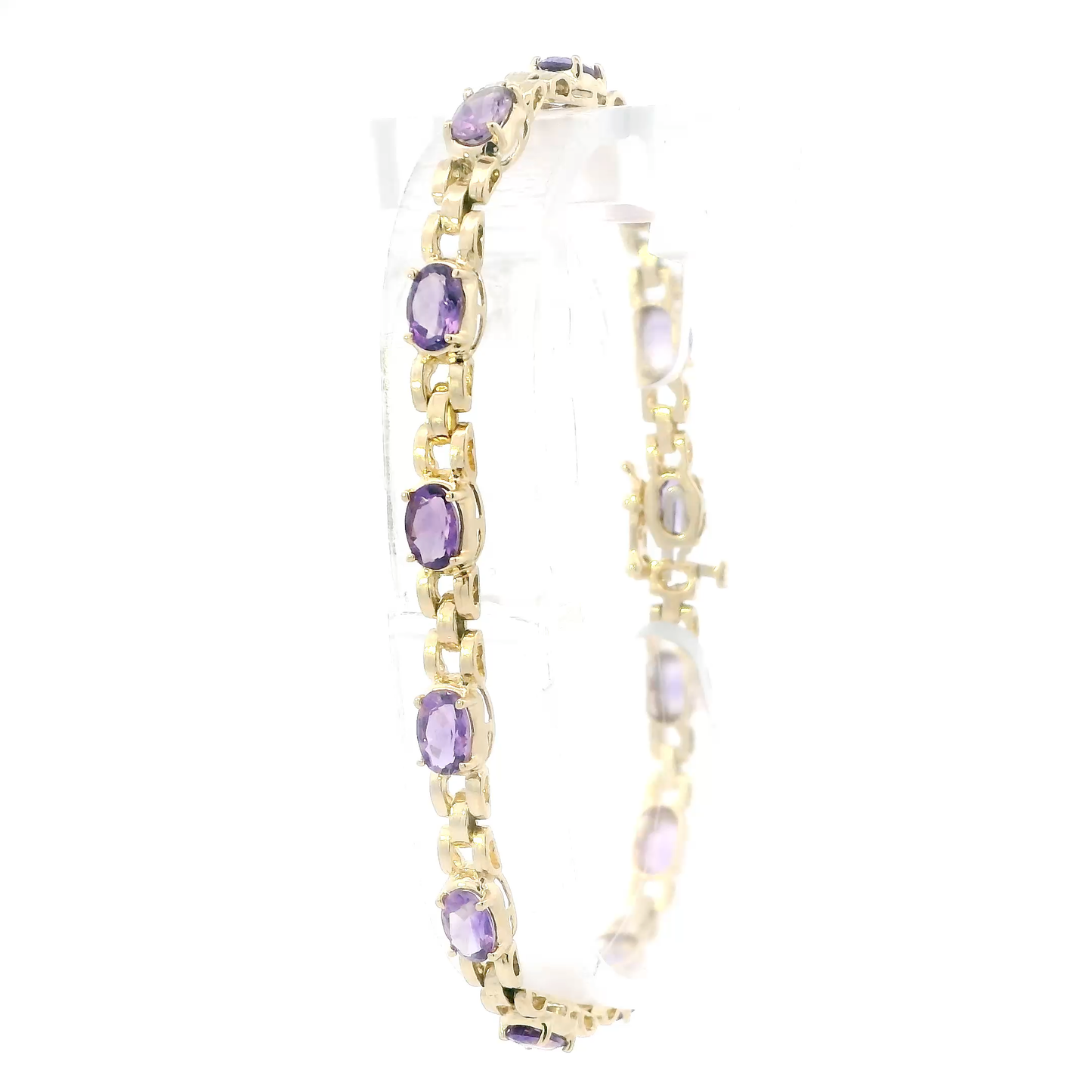 14K Yellow Gold 7.5" Amethyst Bracelet