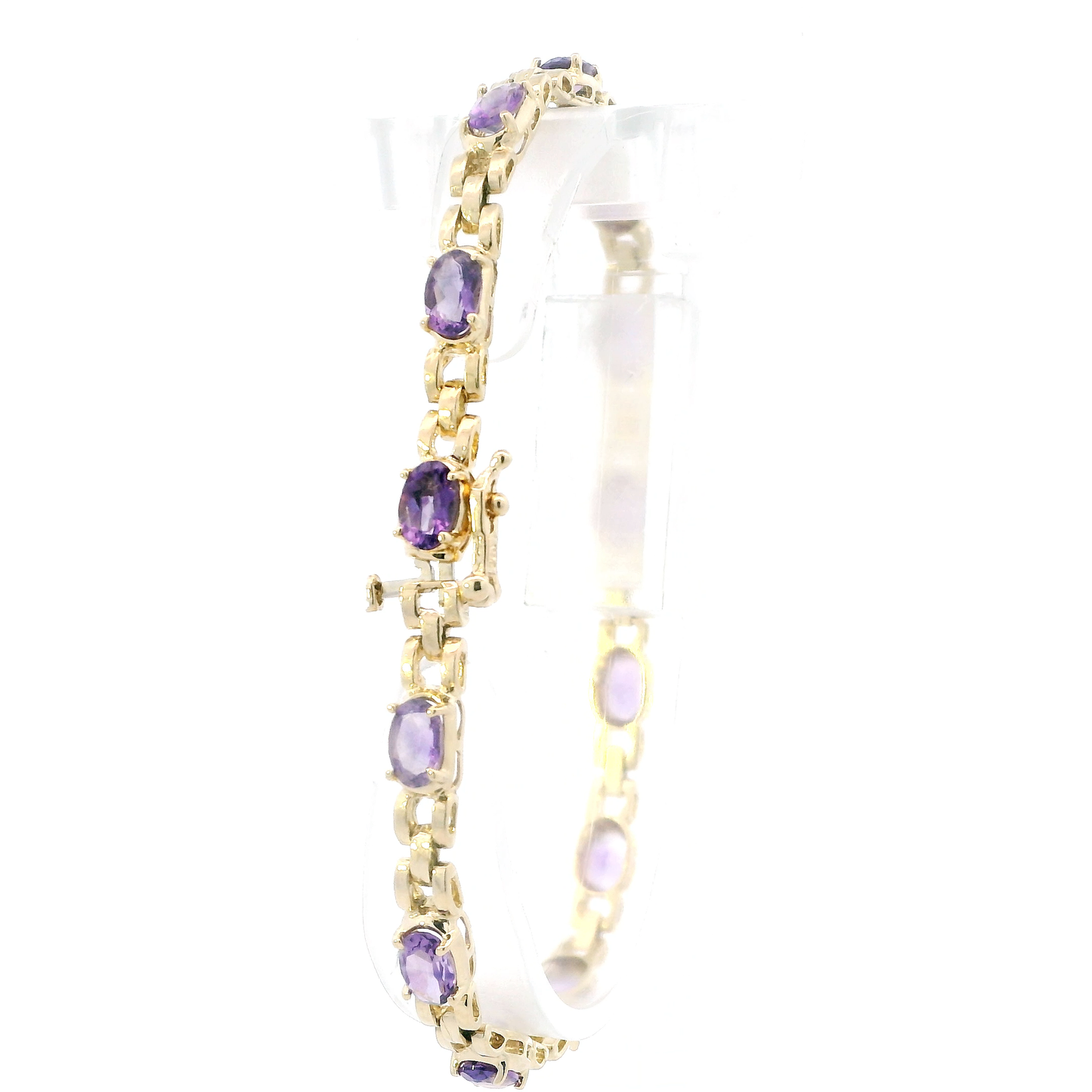 14K Yellow Gold 7.5" Amethyst Bracelet