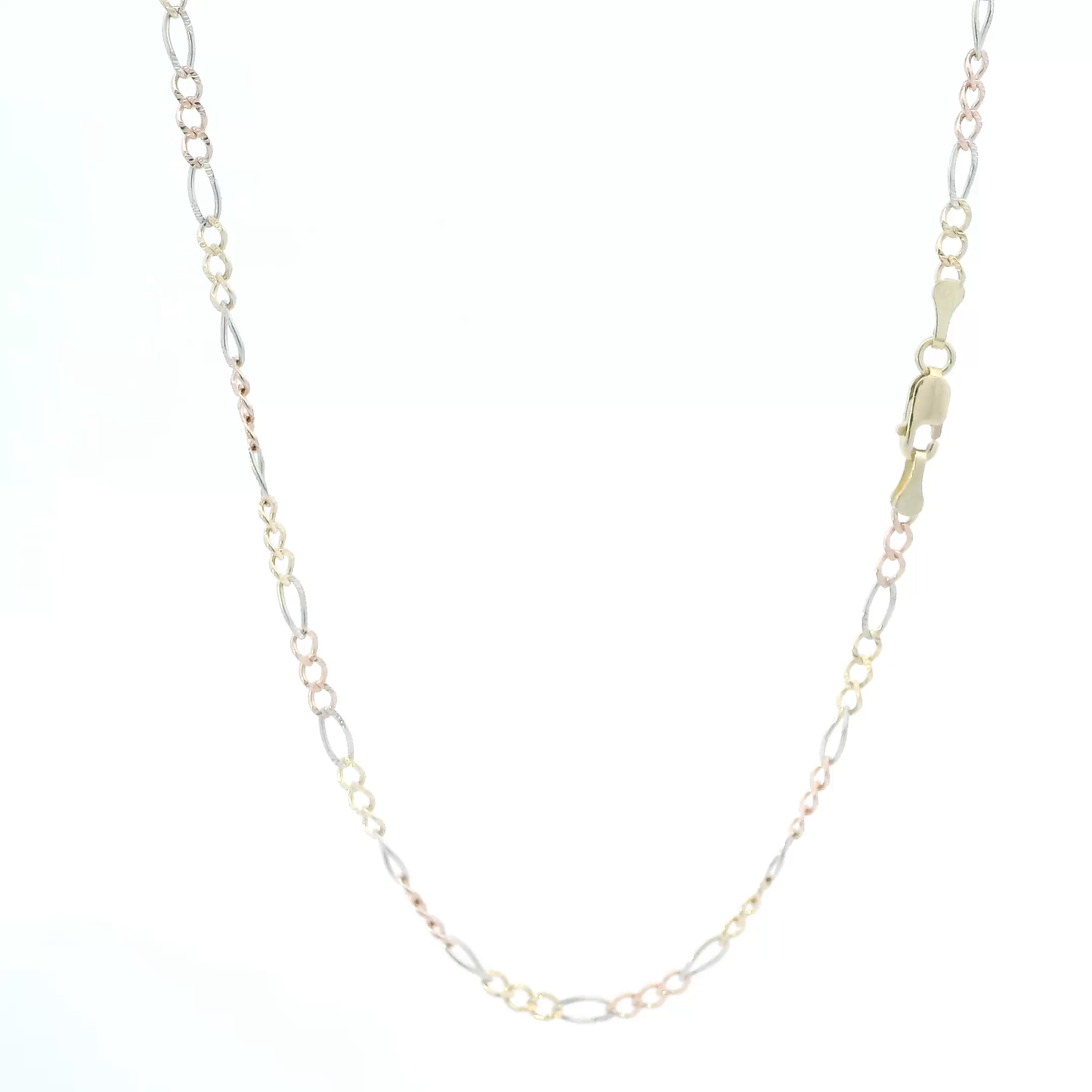 14K Tri Color Gold 22" Figaro Chain