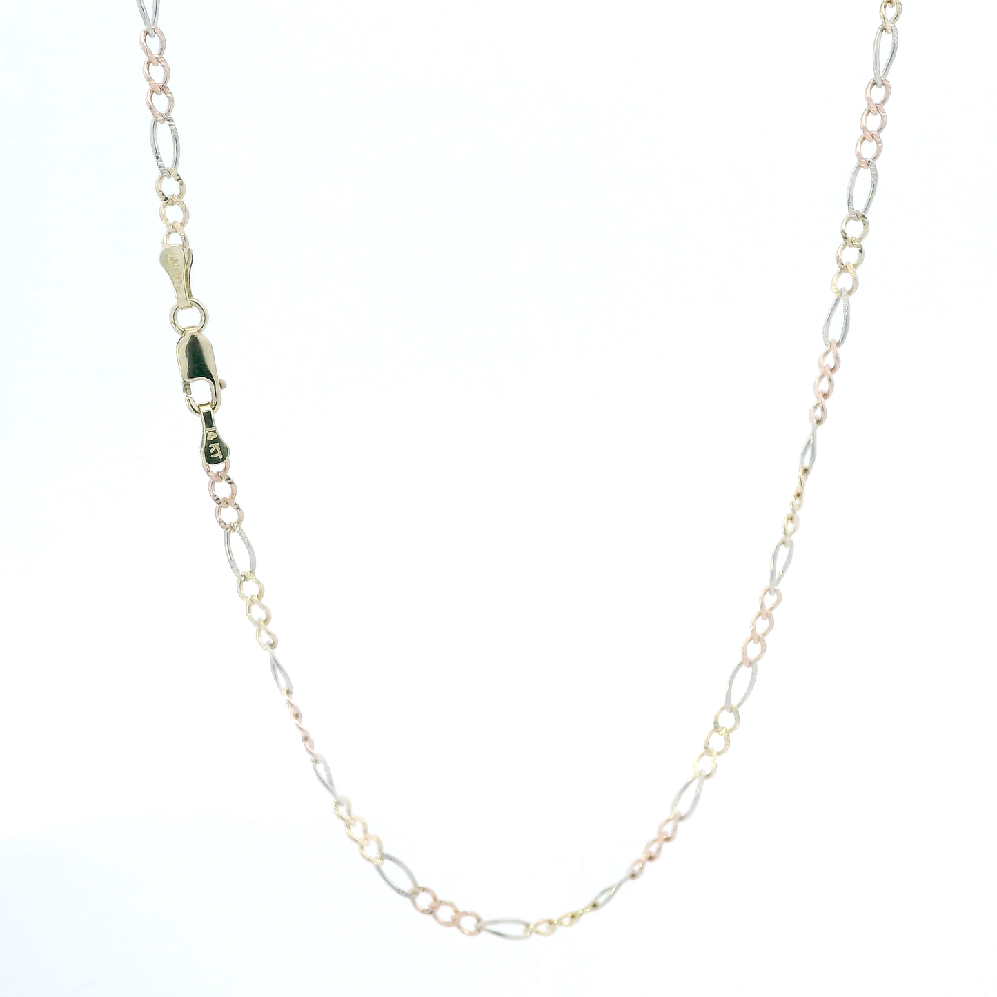 14K Tri Color Gold 22" Figaro Chain