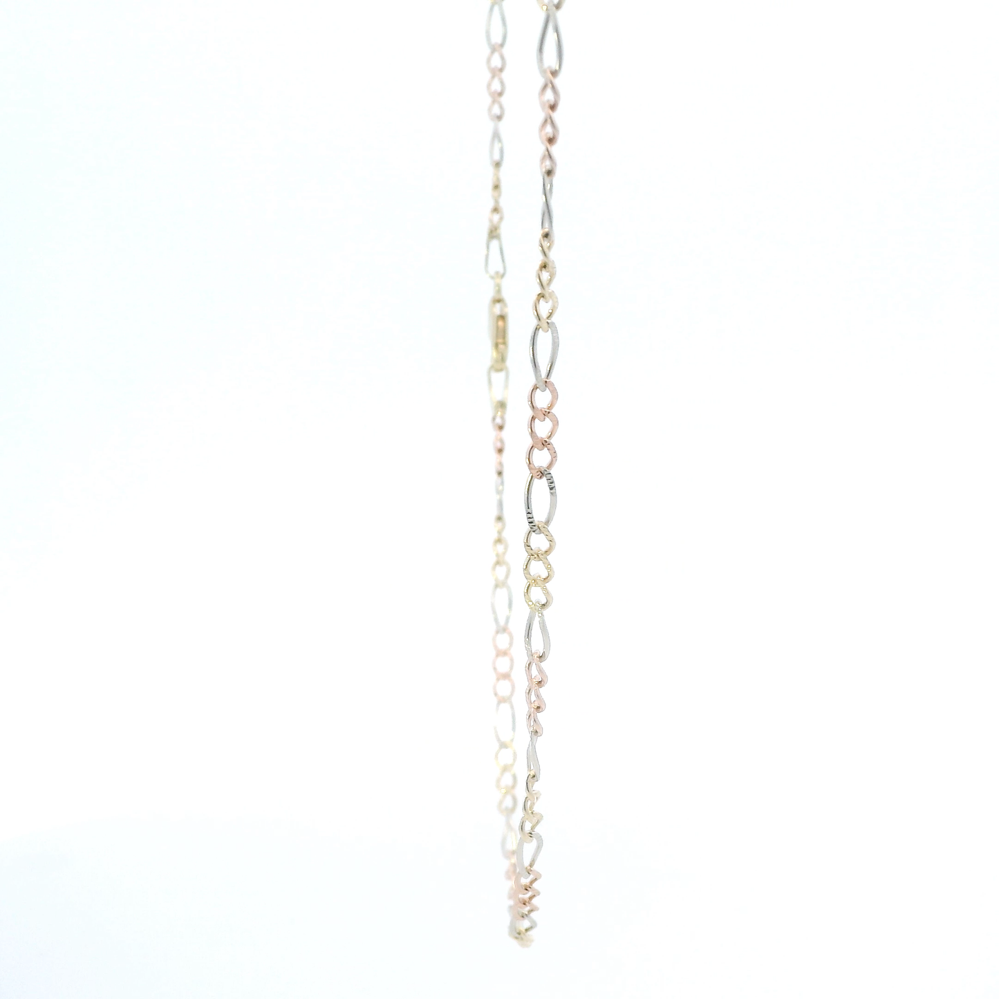 14K Tri Color Gold 22" Figaro Chain