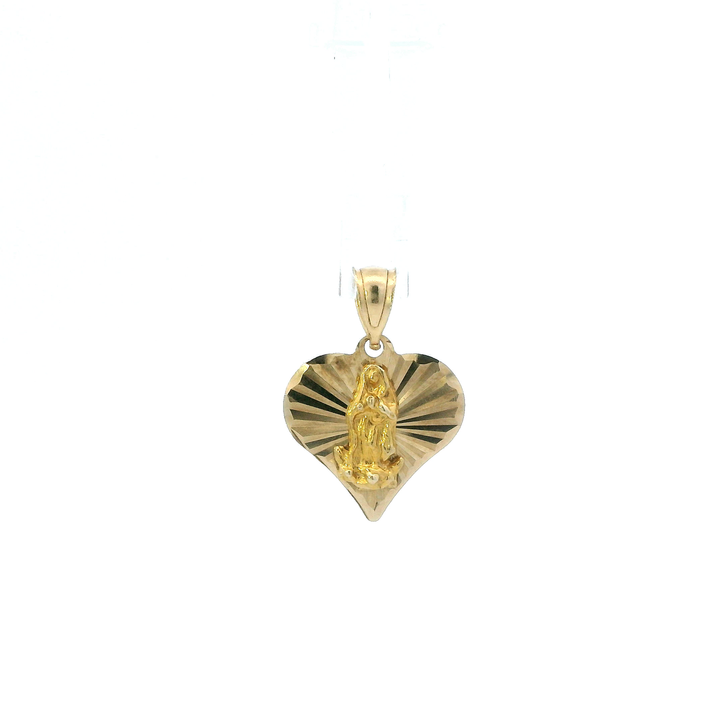 10K Yellow Gold Virgin Mary Heart Pendant