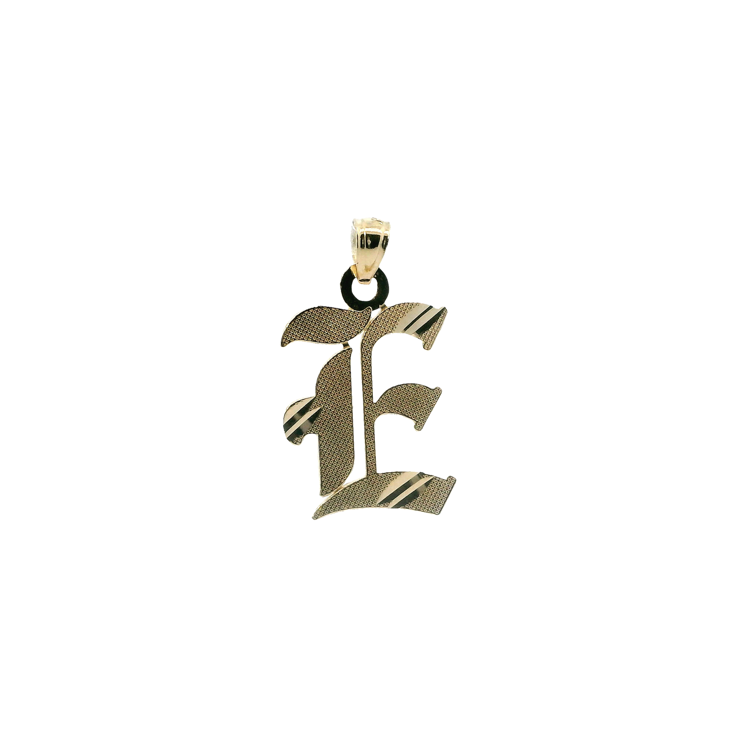 14K Yellow Gold Diamond Cut Letter "E" Pendant