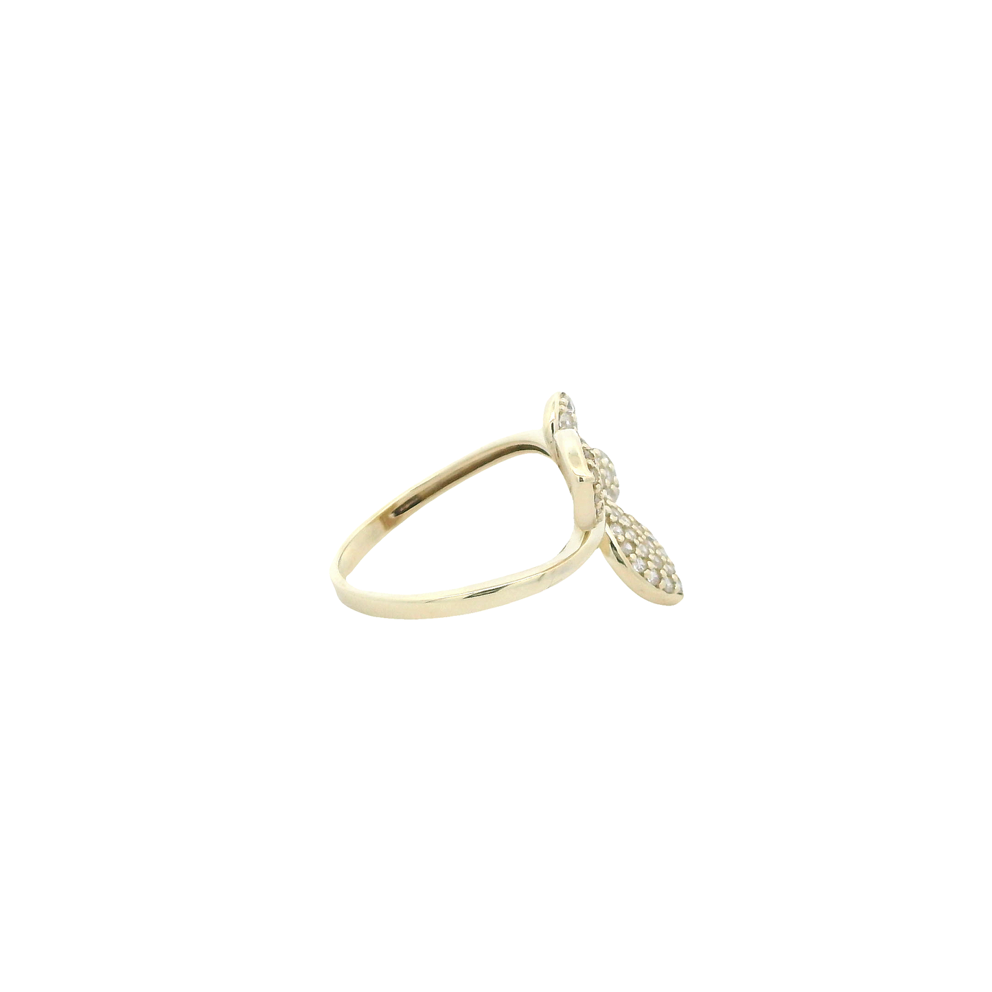 10K Yellow Gold CZ Sideways Butterfly Ring