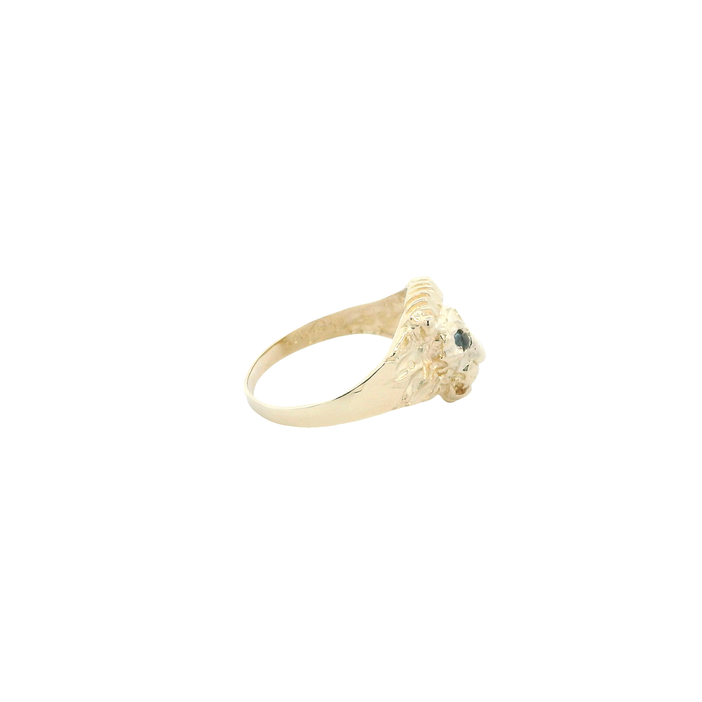 14K Yellow Gold Aquamarine Lion Head Ring