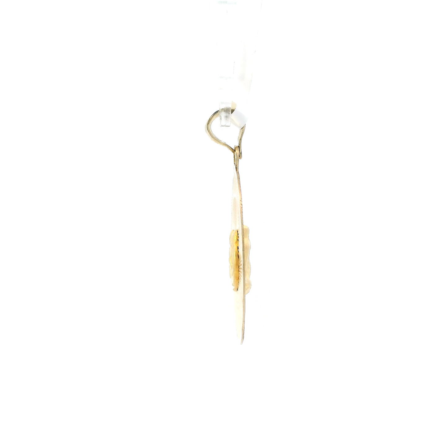 10K Tri-Color Gold Oval Double Sided Religious Pendant