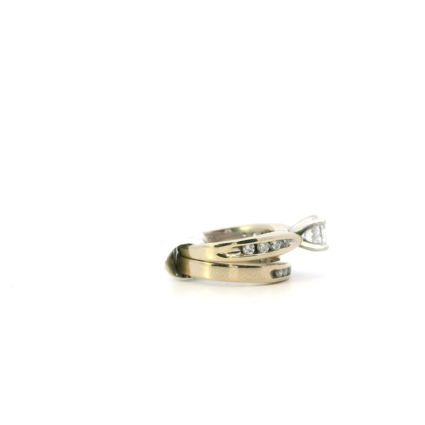 14K White Gold Diamond Women's Engagement & Wedding Ring Set -1.35ct