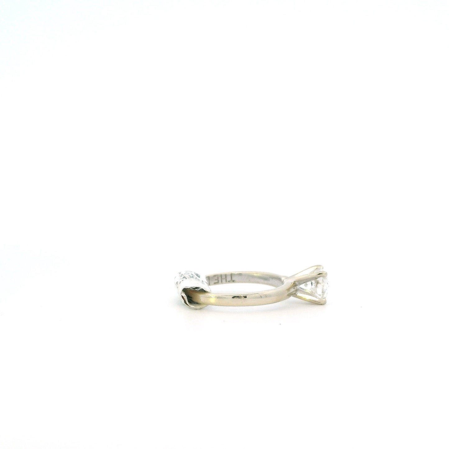 14K White Gold Solitaire Laser Inscribed "Leo" Diamond Women's Ring-0.95ct