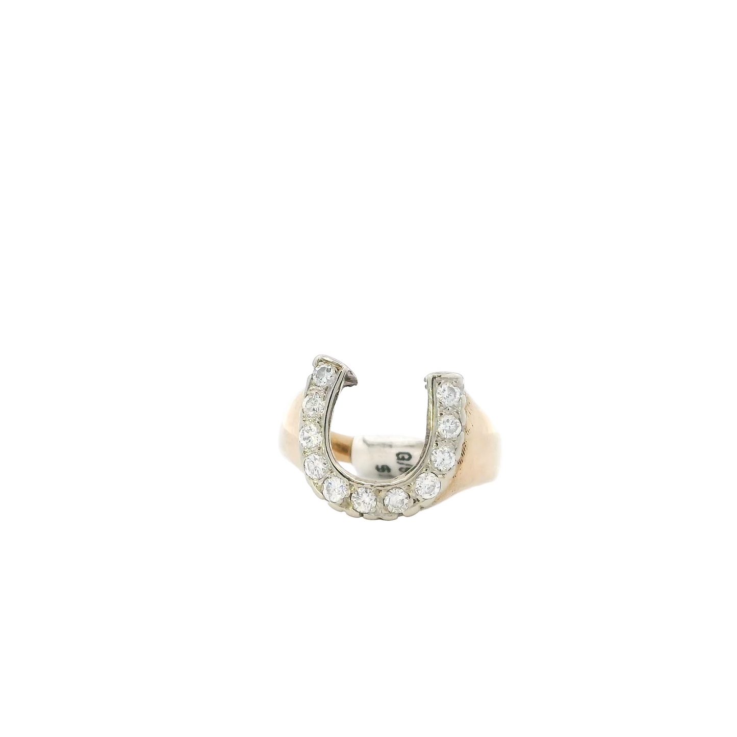 14K Yellow Gold Diamond Horseshoe Men's Ring-0.59ct