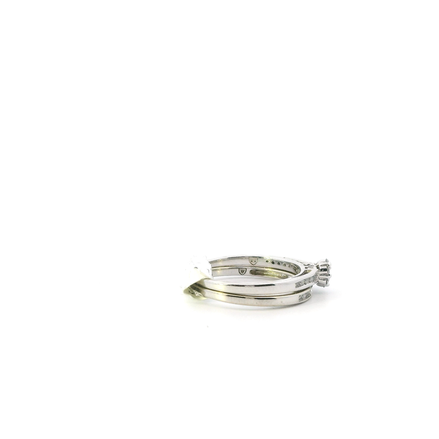 10K White Gold Diamond Engagement & Wedding Ring Set - 0.25ct