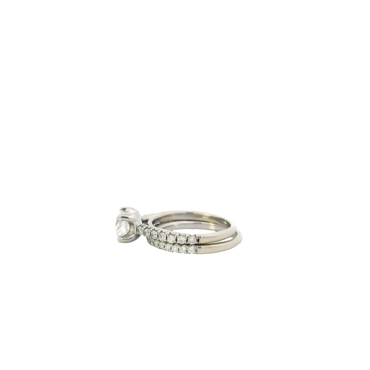 14K White Gold Diamond Women's Engagement & Wedding Ring Set - 1.51ct