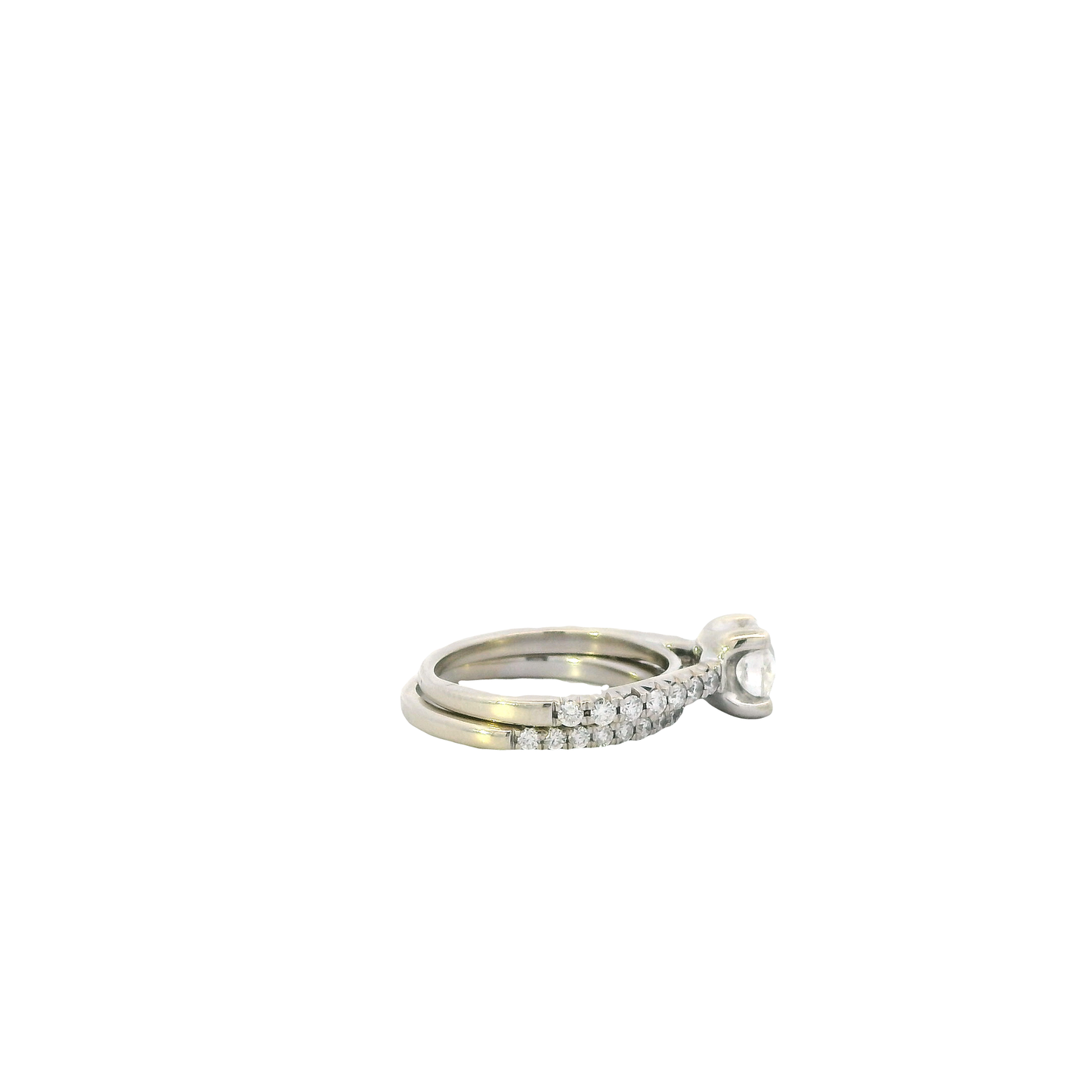 14K White Gold Diamond Women's Engagement & Wedding Ring Set - 1.51ct