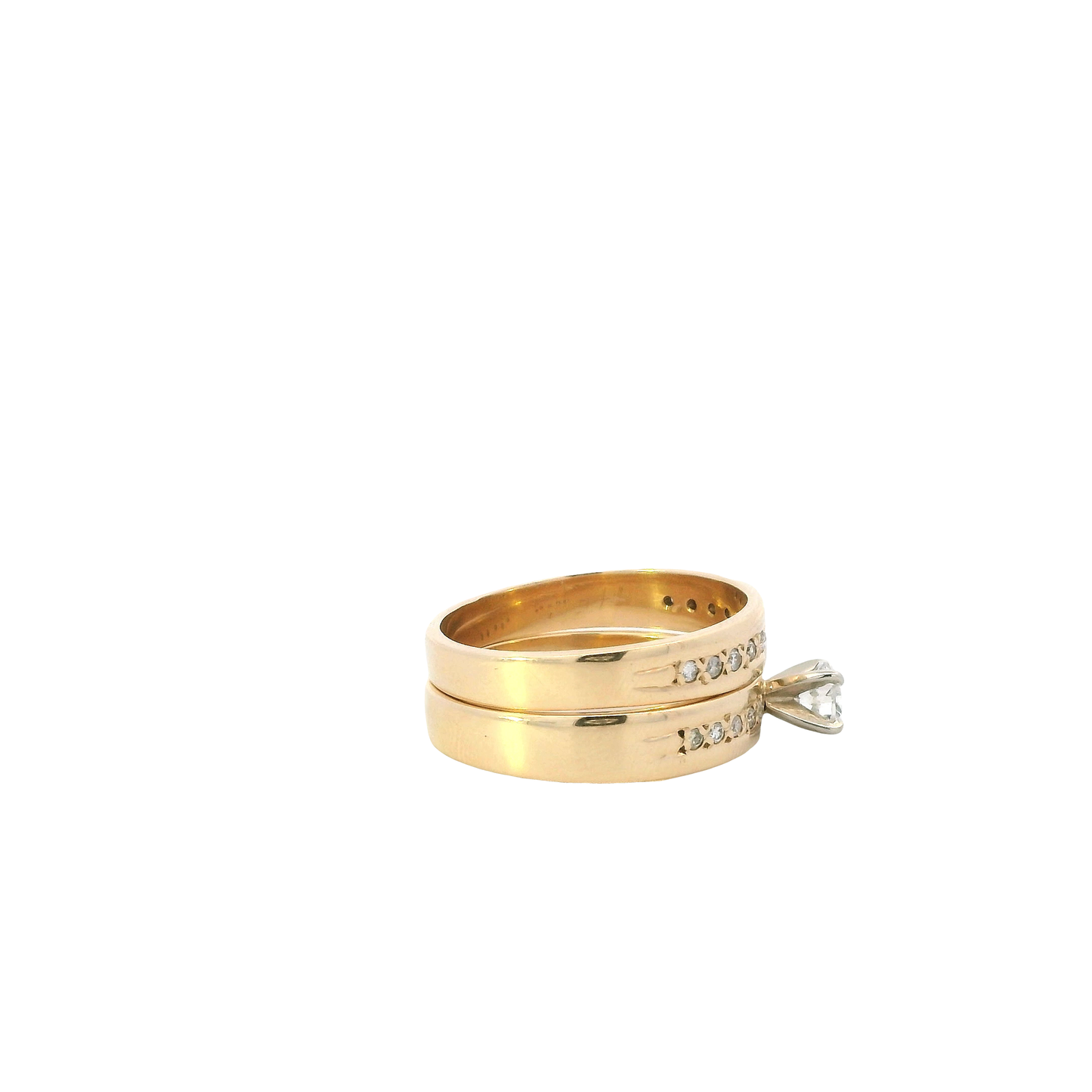 14K Yellow Gold Diamond Engagement & Wedding Ring Set - 0.66ct
