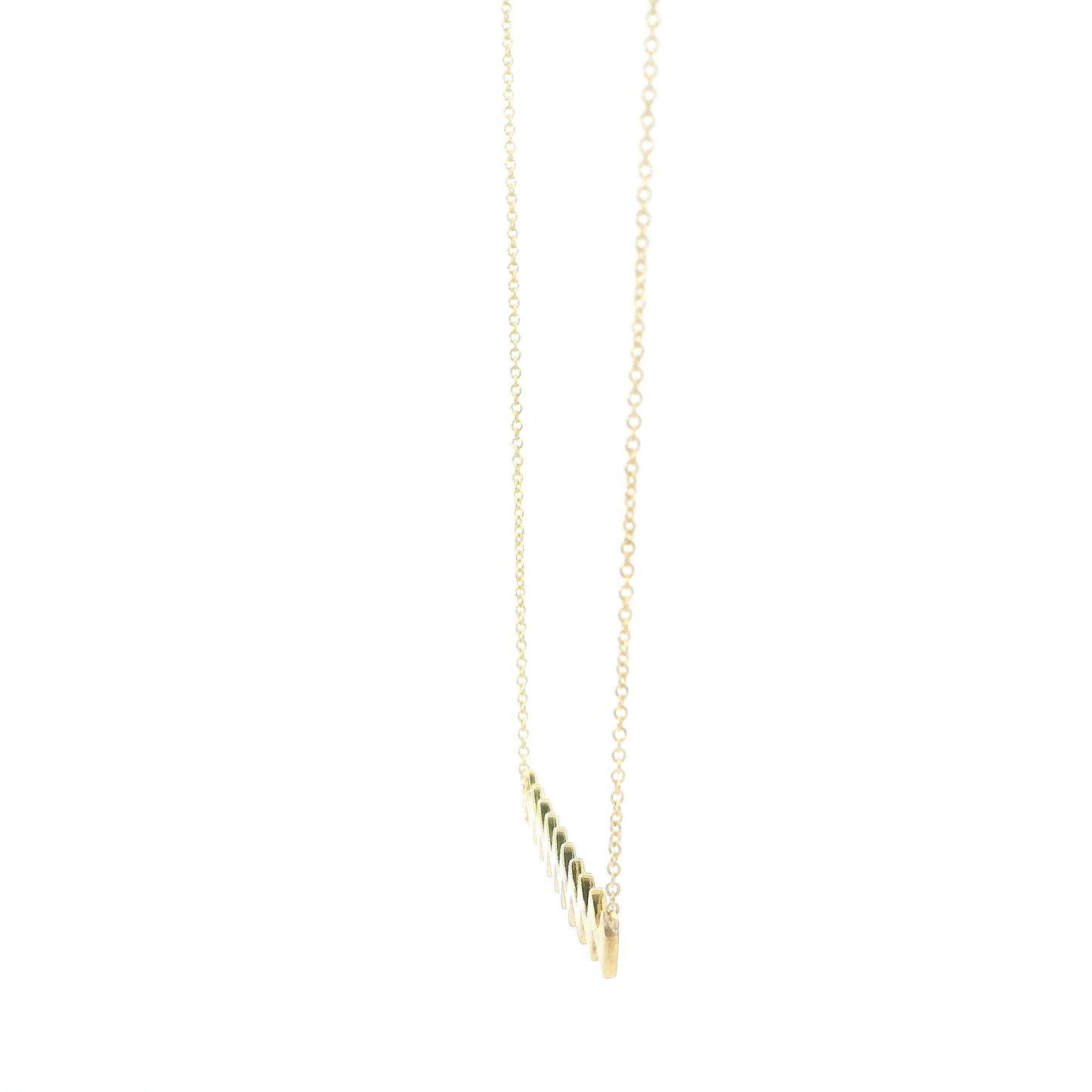 18K Yellow Gold Diamond Zigzag 18" Cable Chain-0.16ct