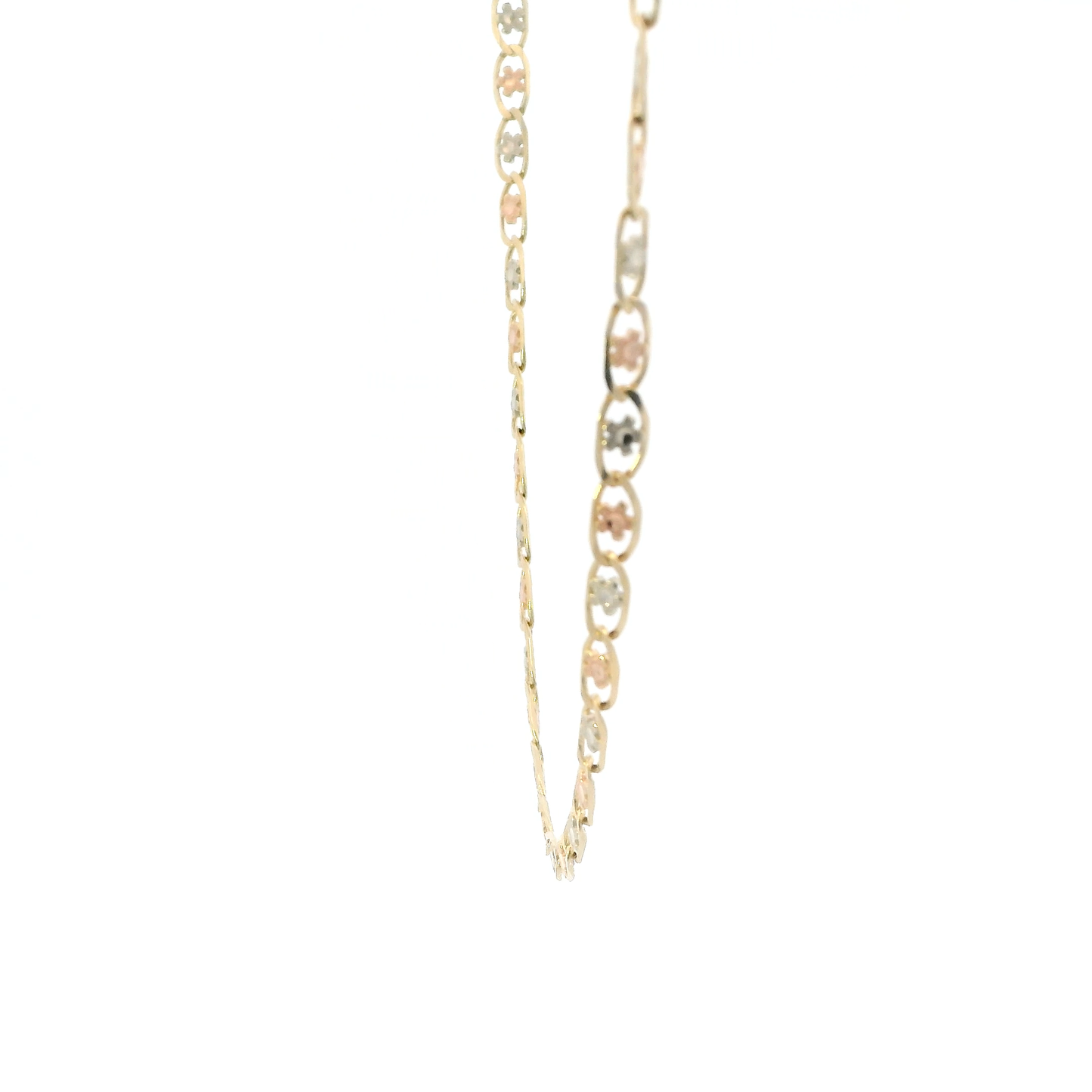 14K Tri Color 18" Flower Mariner Chain