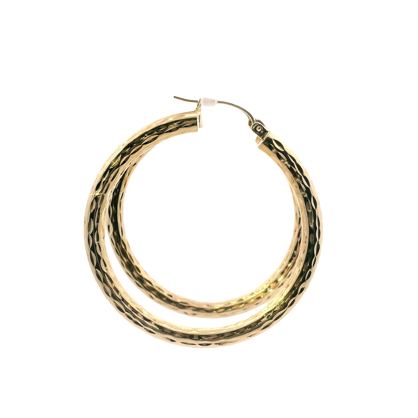 14K Yellow Gold Diamond Cut Tube Earrings