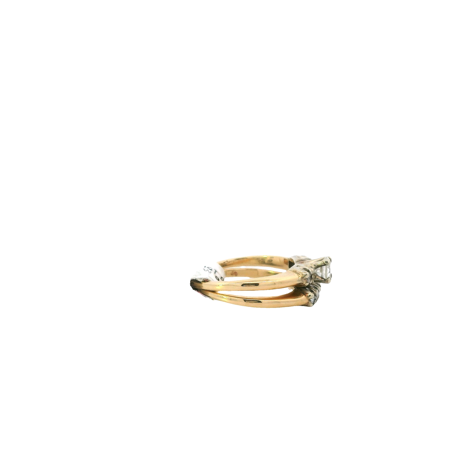 14K Yellow Gold Diamond Engagement & Wedding Ring Set - 0.43ct