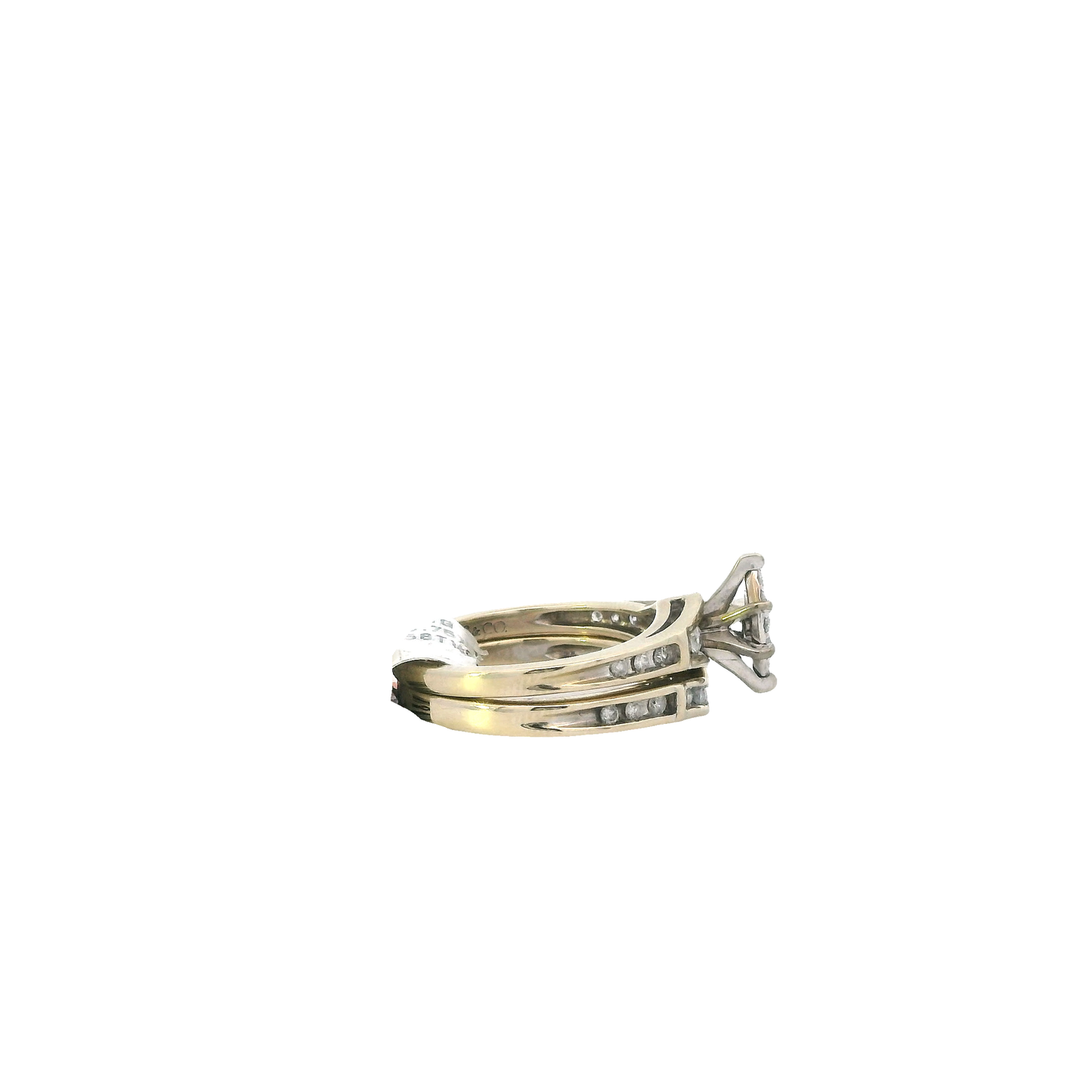 10K White Gold Diamond Engagement & Wedding Ring Set - 0.58ct