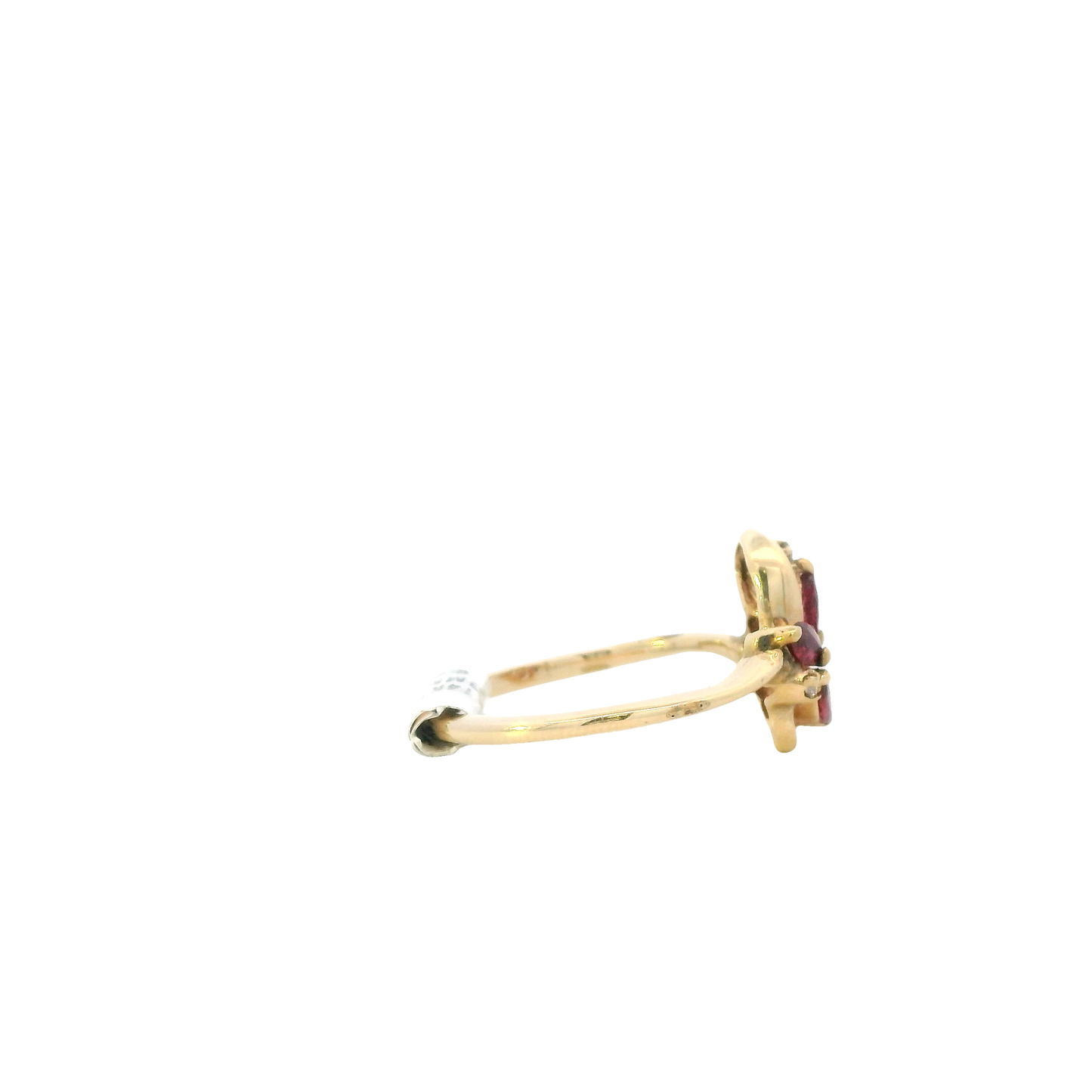 14K Yellow Gold Ruby & Diamond Men's Ring -0.05ct