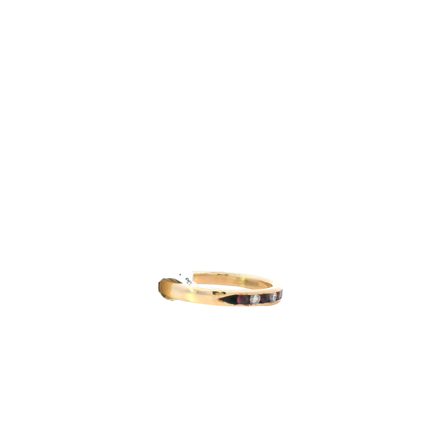 14K Yellow Gold Diamond & Ruby Women's Ring -0.24ct