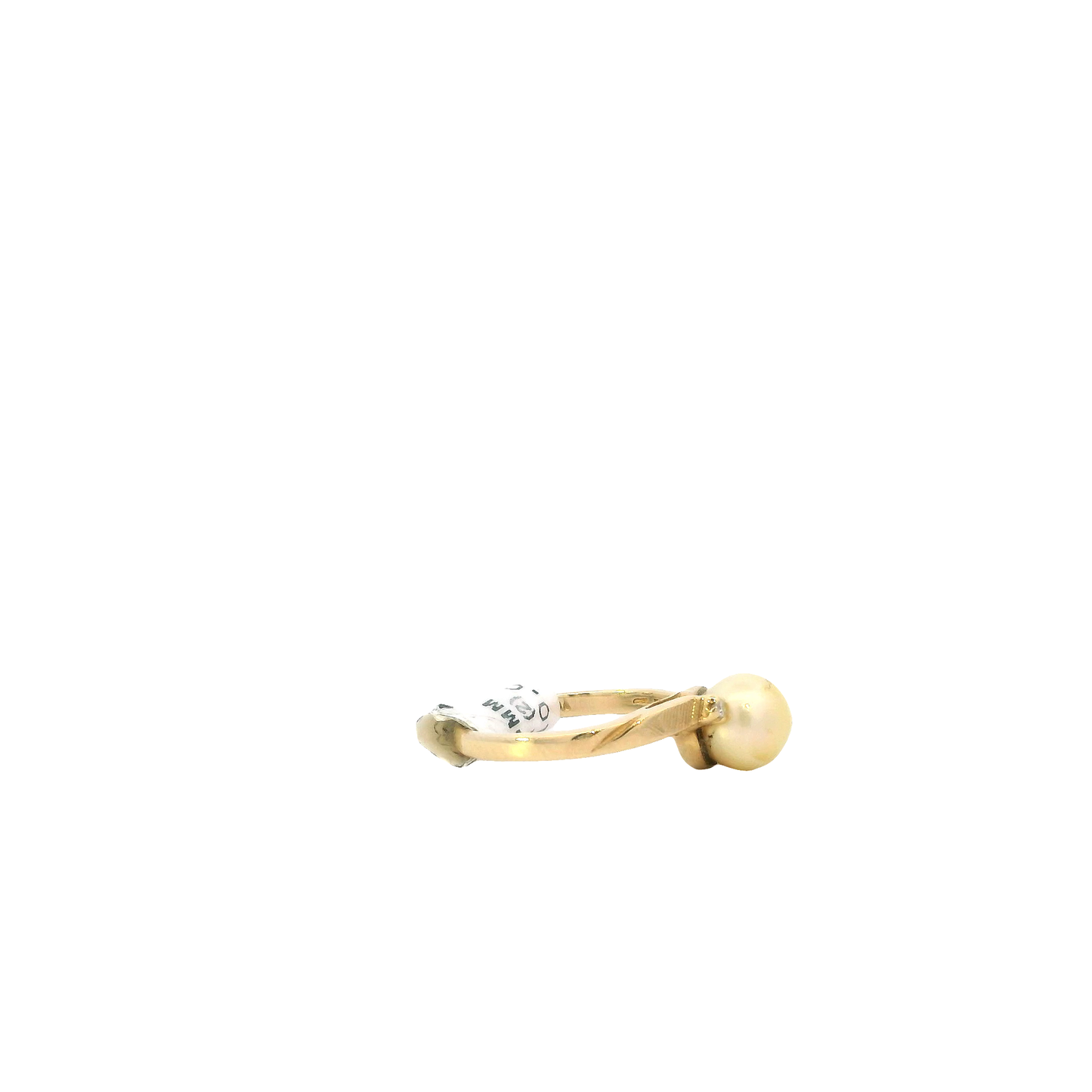 14K Yellow Gold Akoya Pearl & Diamond Women's Ring -0.02ct