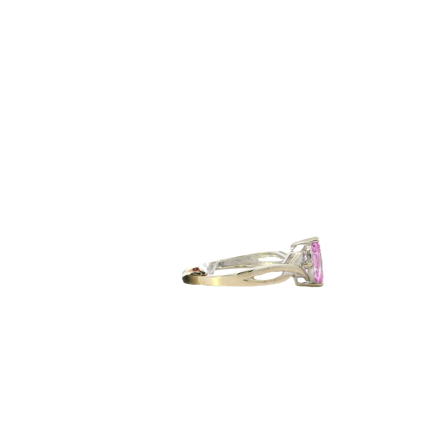 10K White Gold Pink Sapphire & Diamond Ring - 0.01ct