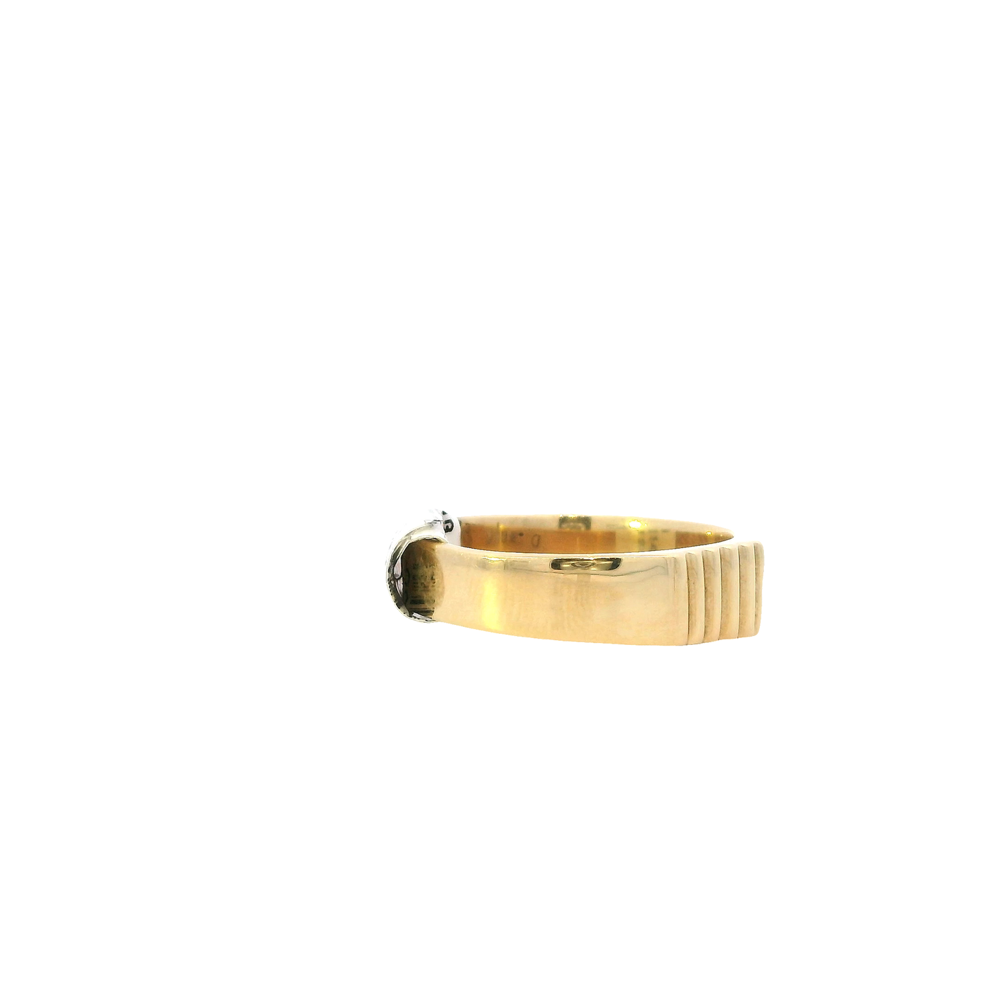 14K Yellow Gold Diamond Men's Ring -0.11ct
