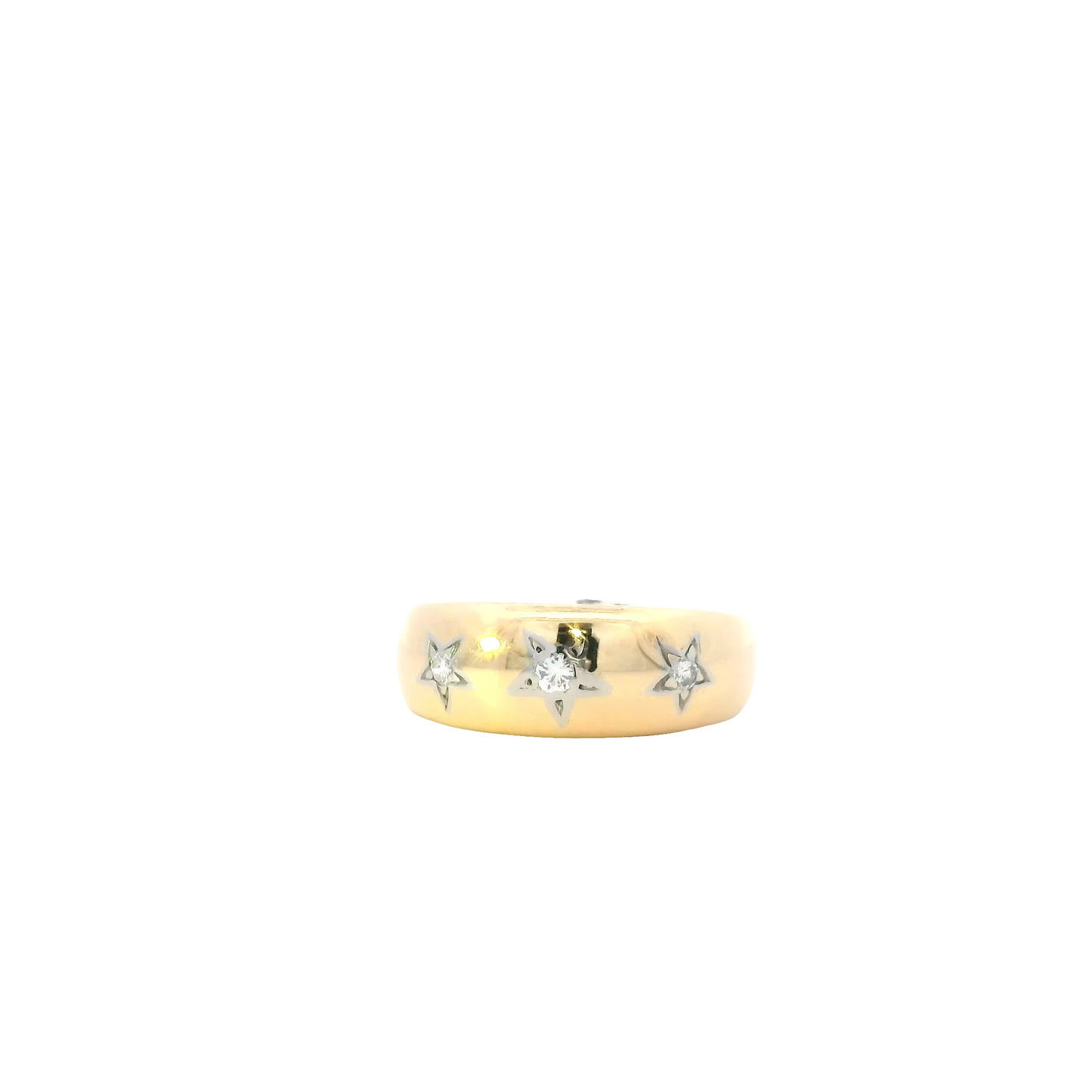 14K Yellow Gold Diamond 3 Star Ring -0.18ct